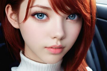 AI girl with red hair wallpaper