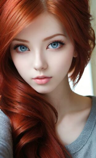 AI girl with red hair wallpaper