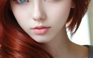 AI girl with red hair wallpaper