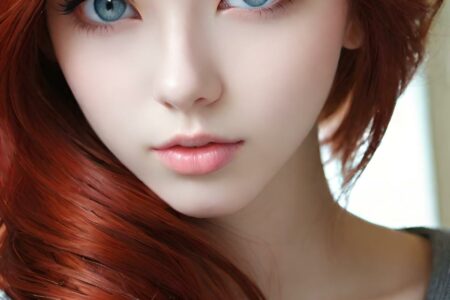 AI girl with red hair wallpaper