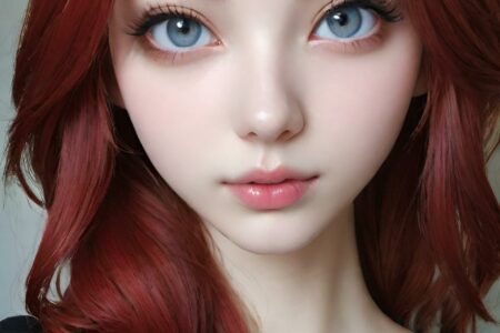 AI girl with red hair wallpaper