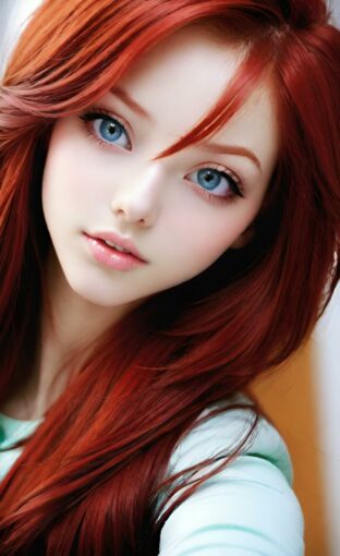 AI girl with red hair wallpaper