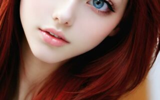 AI girl with red hair wallpaper