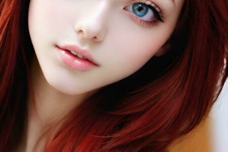 AI girl with red hair wallpaper