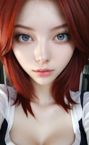 AI girl with red hair wallpaper