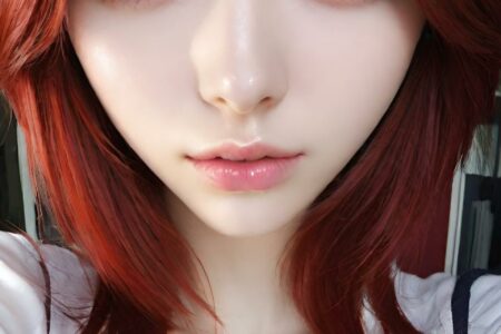 AI girl with red hair wallpaper