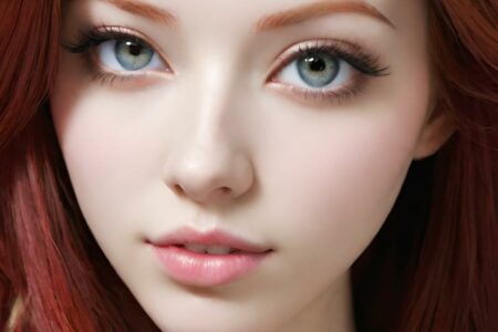 AI girl with red hair wallpaper