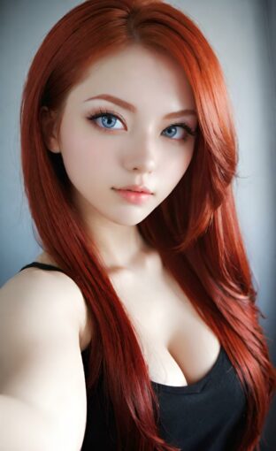 AI girl with red hair wallpaper