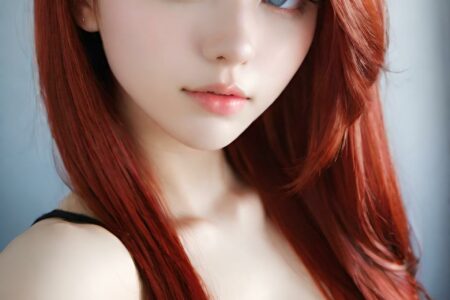 AI girl with red hair wallpaper