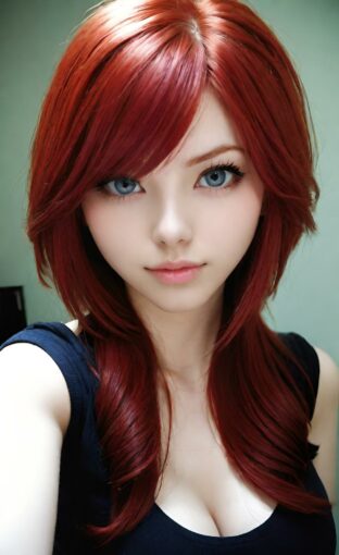 AI girl with red hair wallpaper