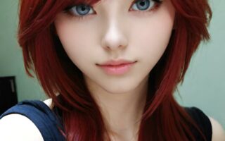 AI girl with red hair wallpaper