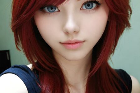 AI girl with red hair wallpaper