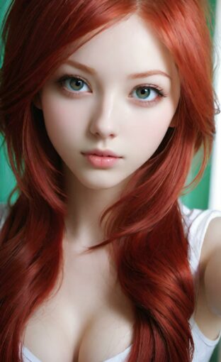 AI girl with red hair wallpaper