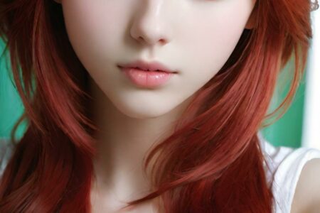 AI girl with red hair wallpaper