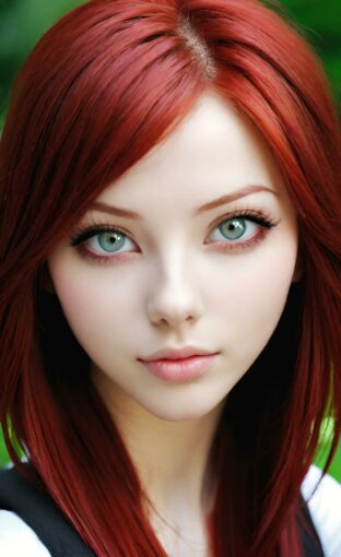 AI girl with red hair wallpaper