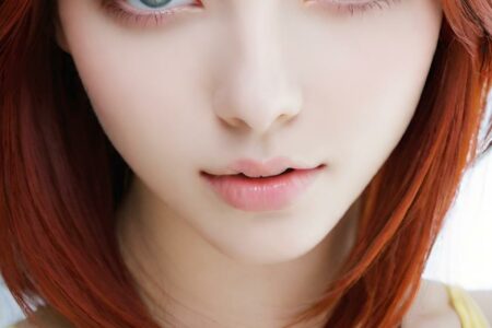 AI girl with red hair wallpaper