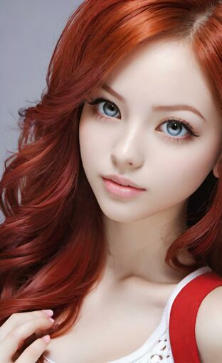 AI girl with red hair wallpaper