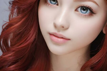 AI girl with red hair wallpaper