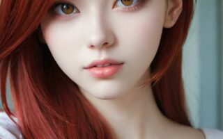 AI girl with red hair wallpaper