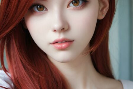 AI girl with red hair wallpaper
