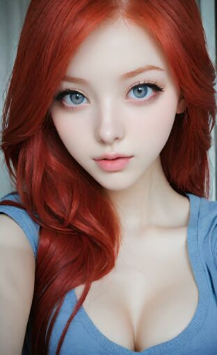 AI girl with red hair wallpaper
