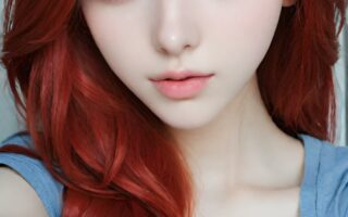 AI girl with red hair wallpaper