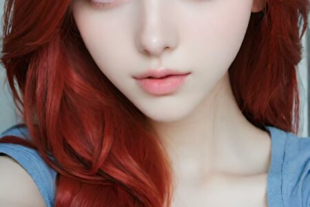 AI girl with red hair wallpaper