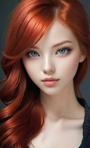 AI girl with red hair wallpaper