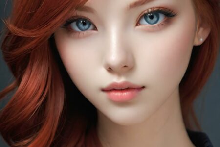 AI girl with red hair wallpaper