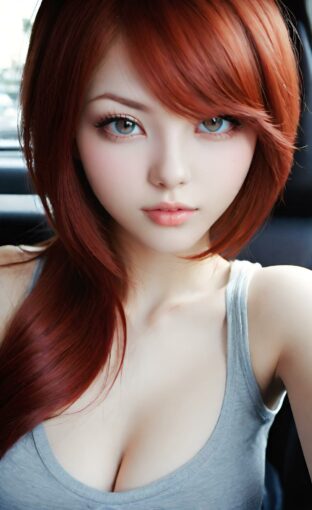 AI girl with red hair wallpaper