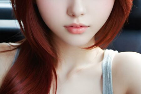 AI girl with red hair wallpaper