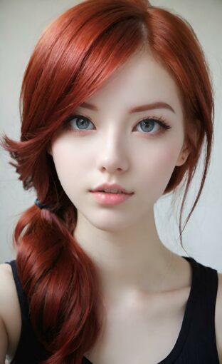 AI girl with red hair wallpaper