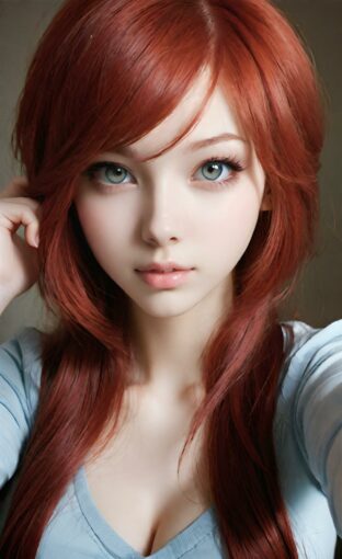 AI girl with red hair wallpaper