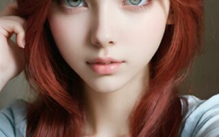 AI girl with red hair wallpaper