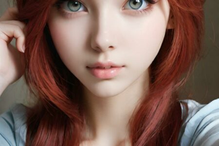 AI girl with red hair wallpaper
