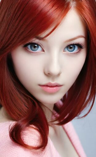 AI girl with red hair wallpaper