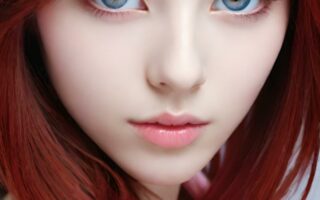 AI girl with red hair wallpaper