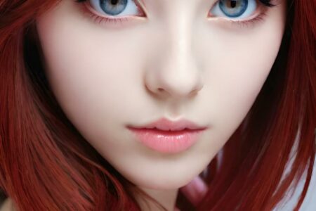 AI girl with red hair wallpaper