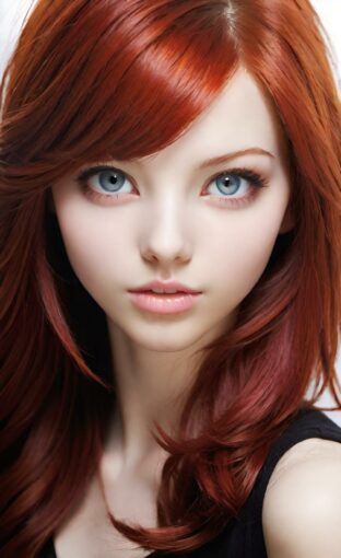 AI girl with red hair wallpaper