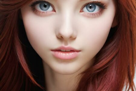 AI girl with red hair wallpaper
