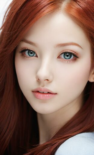 AI girl with red hair wallpaper