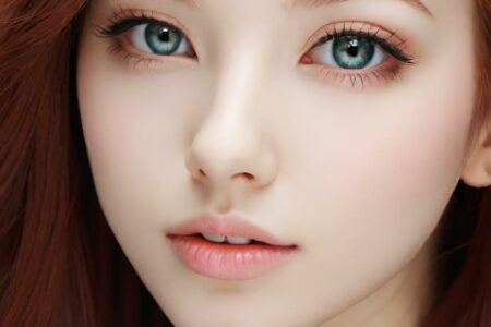 AI girl with red hair wallpaper