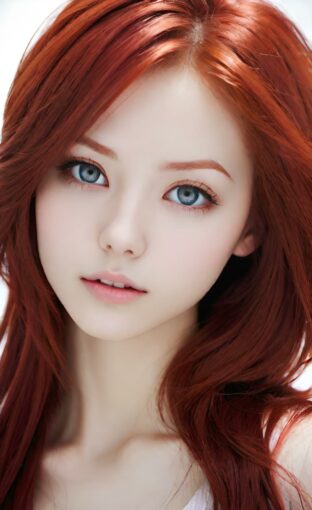 AI girl with red hair wallpaper