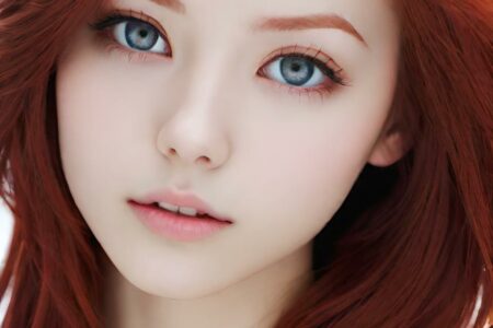 AI girl with red hair wallpaper