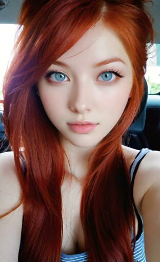 AI girl with red hair wallpaper