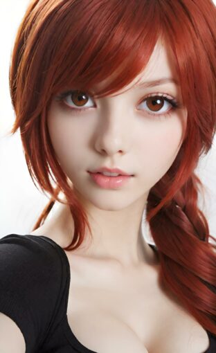 AI girl with red hair wallpaper