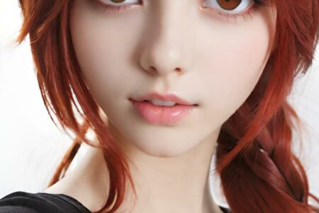 AI girl with red hair wallpaper