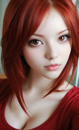 AI girl with red hair wallpaper