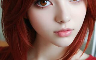 AI girl with red hair wallpaper