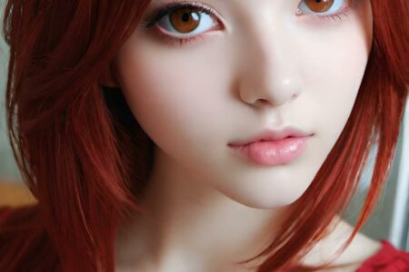 AI girl with red hair wallpaper